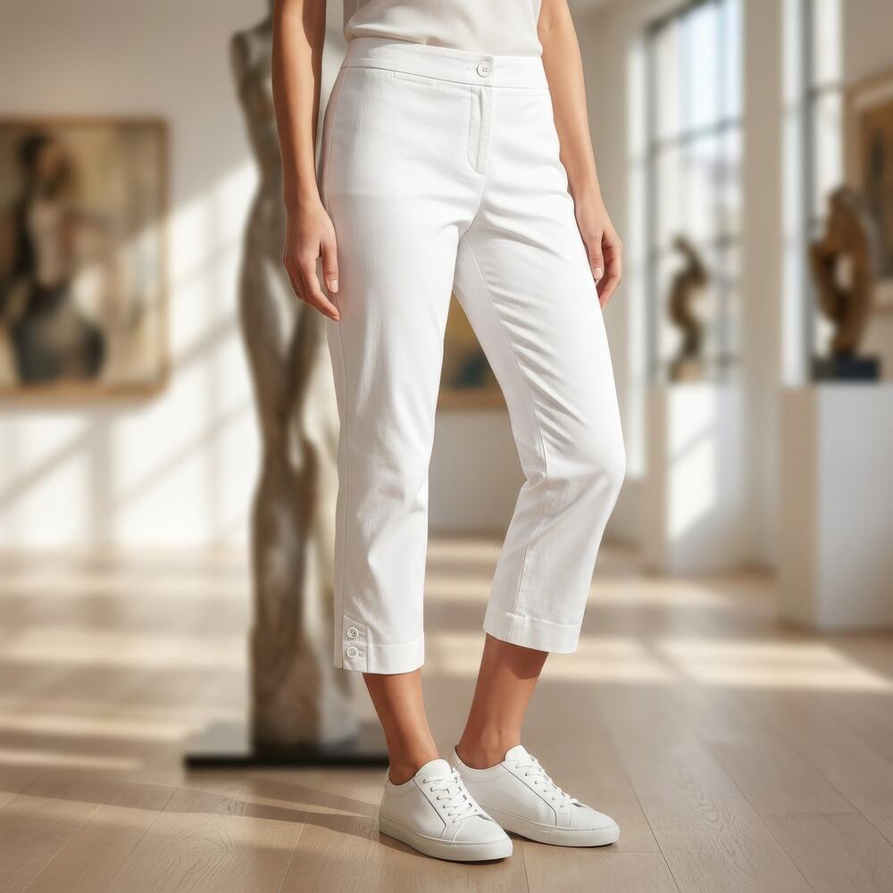 Talbots Capri Stretch Cotton Pants Women 4P Curvy Coastal Chic Preppy Minimalist
